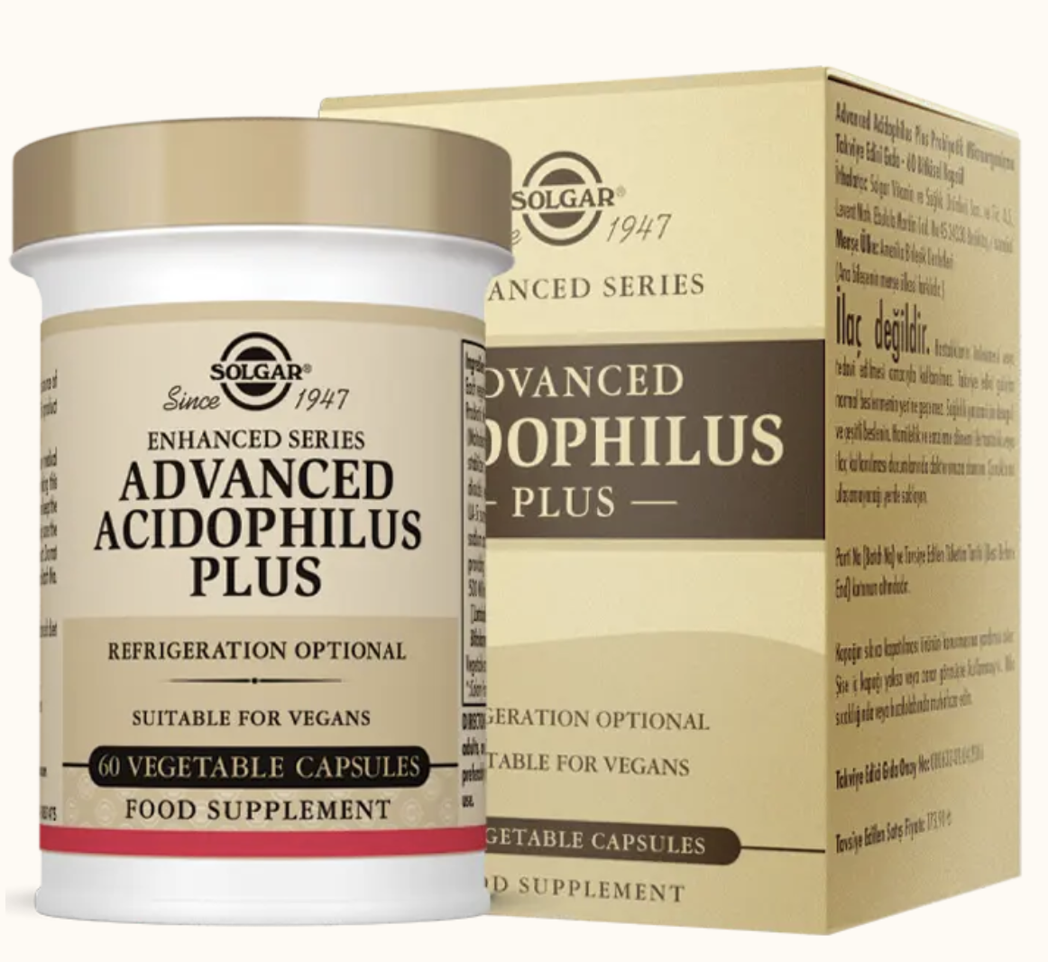 Solgar Advanced Acidophilus Plus 60 Kapsül - (SKT: 04/2026)