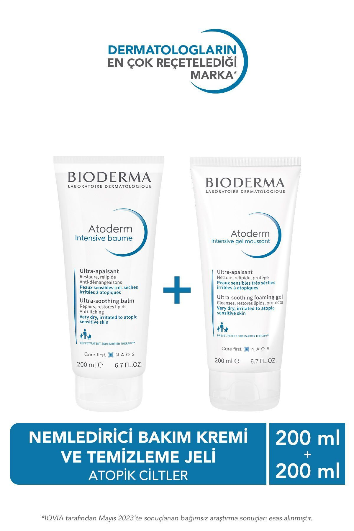 Bioderma Atoderm Intensive Balm 200 ml + Bioderma Intensive Yıkama Jeli 200 ml - (SKT: 07/2026)
