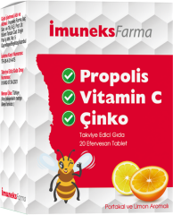 Imuneks Farma Propolis + Vitamin C + Çinko 20 Efervesan Tablet - (SKT: 03/2027)