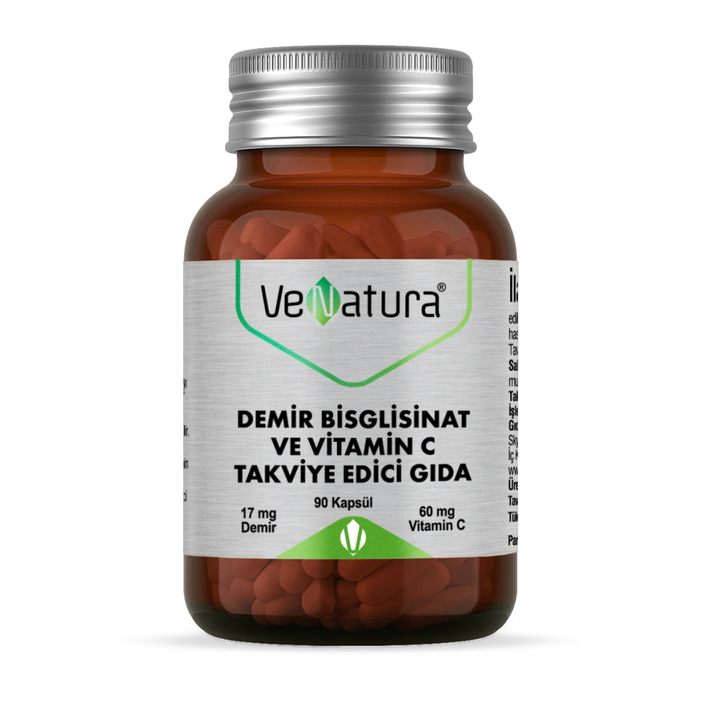 Venatura Demir Bisgilisinat Vitamin C 90 Kapsül - (SKT: 01/2028)