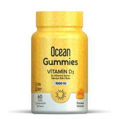 Ocean Gummies Vitamin D3 1000 IU 60 Adet Portakallı Çiğnenebilir Jel Form - (SKT: 04/2026)