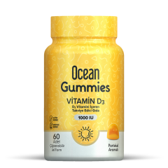 Ocean Gummies Vitamin D3 1000 IU 60 Adet Portakallı Çiğnenebilir Jel Form - (SKT: 04/2026)